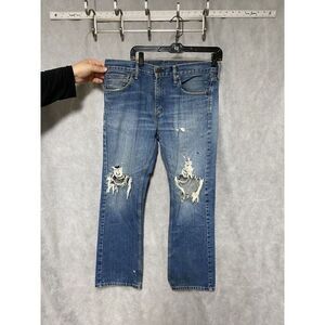 Levi's 527 Jeans Men 33‎ X 30 Blue Denim Rodeo Distressed Bootcut Cowboy Western